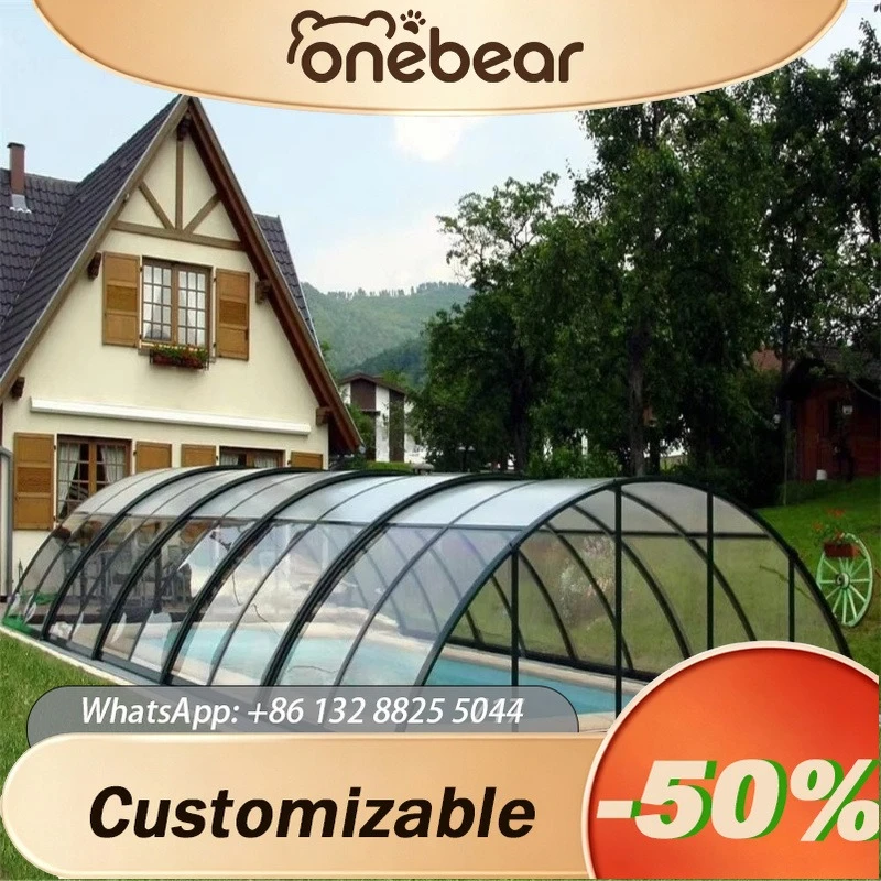 Any Size Custom Auto Manual Dual Mode Retractable Pool Cover Aluminum PVC Anti Aging Patio Garden Outdoor Pool Shelter