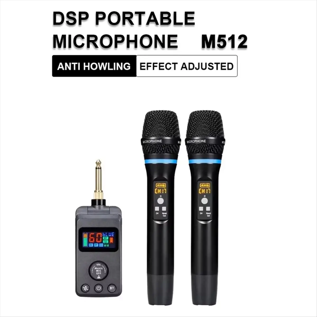 【Ship Within-M50 UHF Dual Wireless Dynamic System Anti-Howling Rechargeable Receiver Plug Play Microphone Set