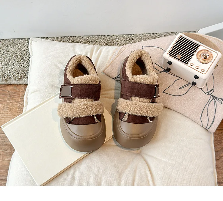 2026 Winter Neue Kinderschuhe Mädchen Koreanischer Stil Lammwolle Mädchen Baumwollschuhe Verdickte Samt-Warme Anti-Kick Fell-Schuhe – Detail 15