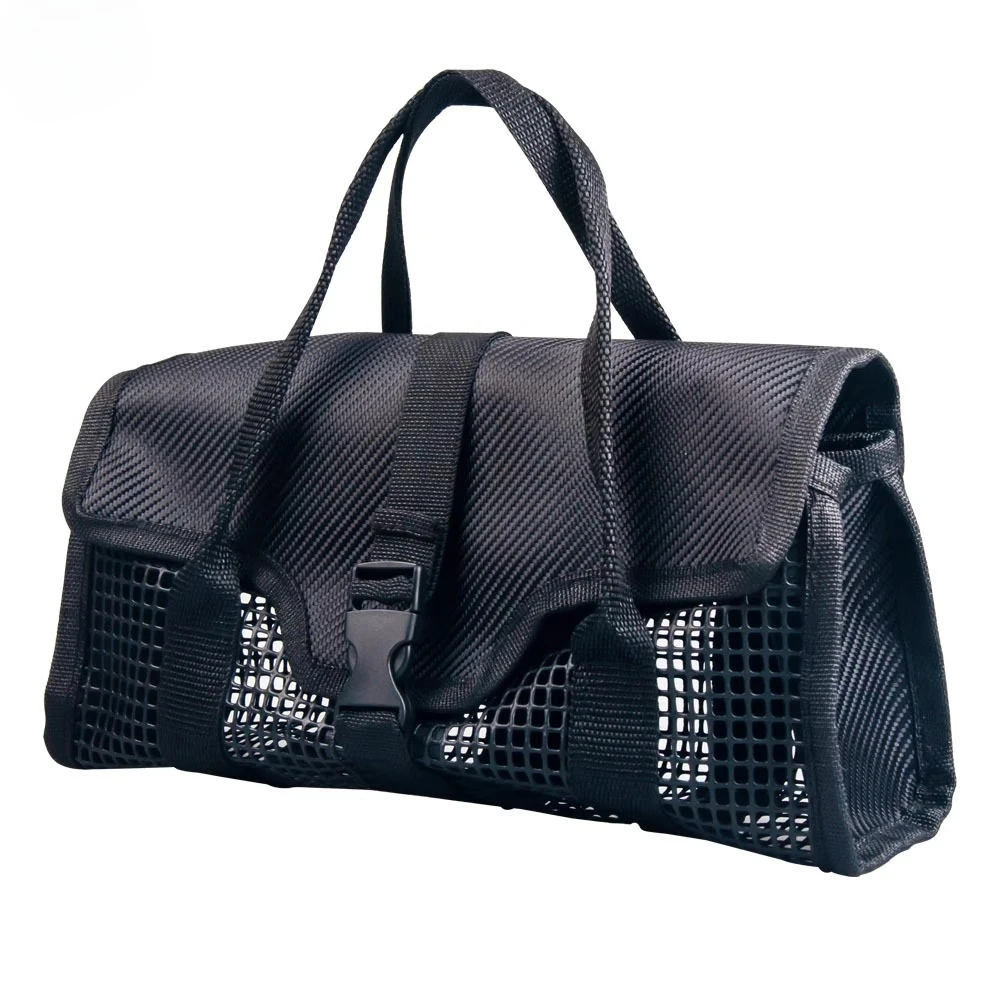 Bolsa de almacenamiento lavable de malla de gran capacidad para pesca en el mar portátil