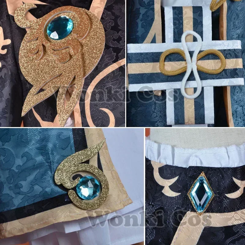 Game XingQiu Cosplay Costume Gen Xing Qiu Wig Outfit Earrings Halloween Costume Gen Impact Shin Cosplay