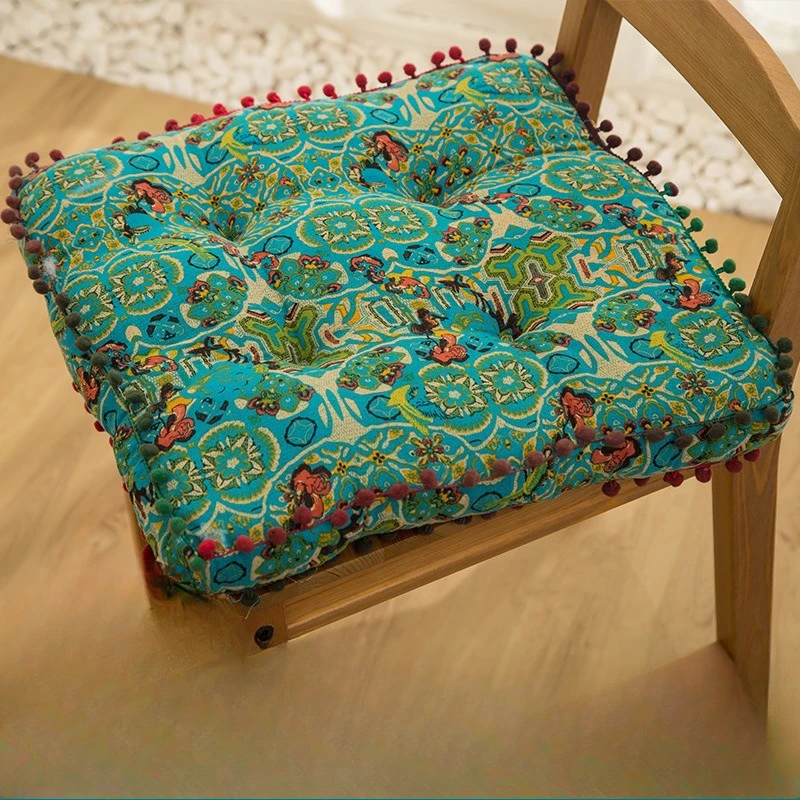 Thick cotton and linen cushion lazy fart cushion on the ground Moroccan bay window tatami cushion not collapsing Pu Tuan cushion