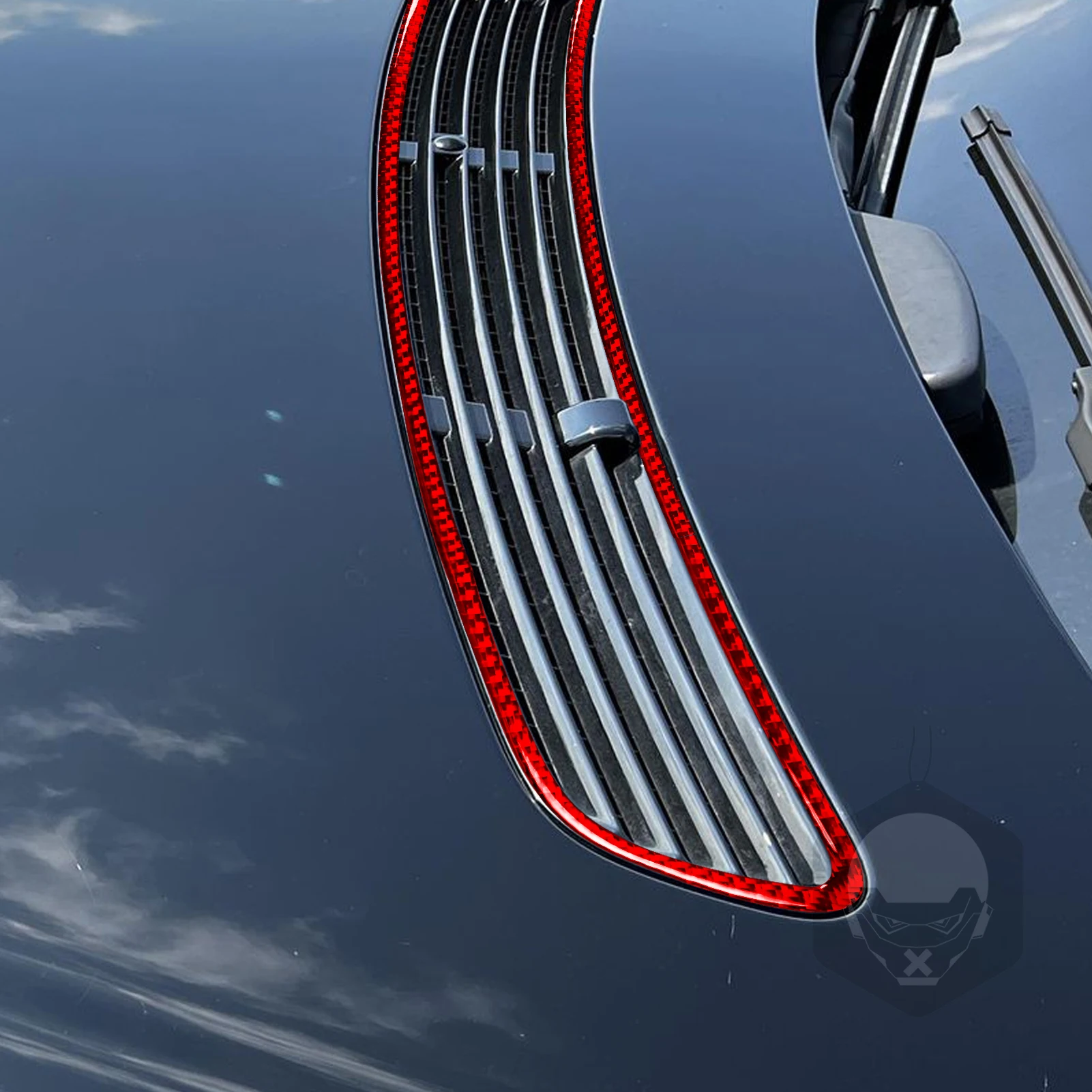 For Benz E-Class W211 2003-2009 Car Front Hood Trim Red Real Soft Carbon Fiber Car Interior Accessories Decoration Stickers