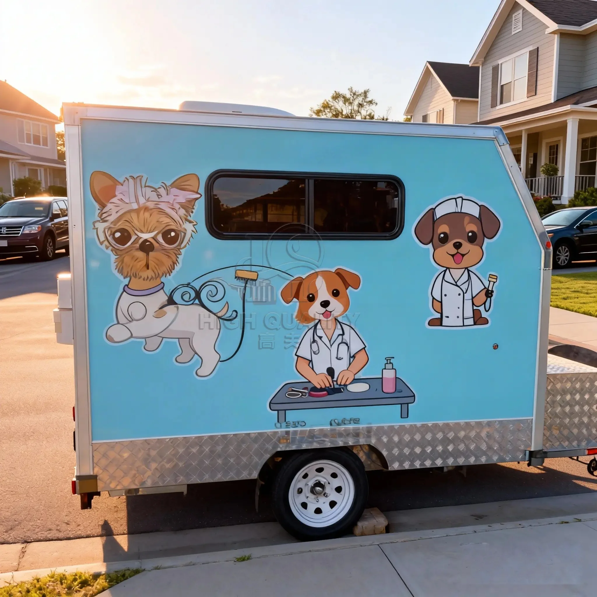 Aluminum Mobile Pet Grooming Trailer Dog Cat Salon Van Complete With All Grooming Tools