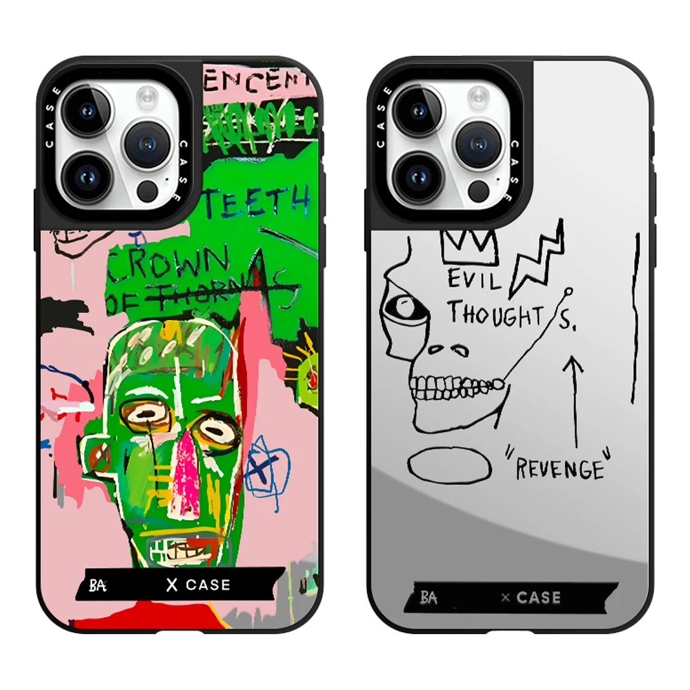 

Artistic Graffiti Humanoid Acrylic Mirror Phone Case Cover With MagSafe For iPhone 16 12 13 14 11 15 Pro Max Plus Anti-drop Case