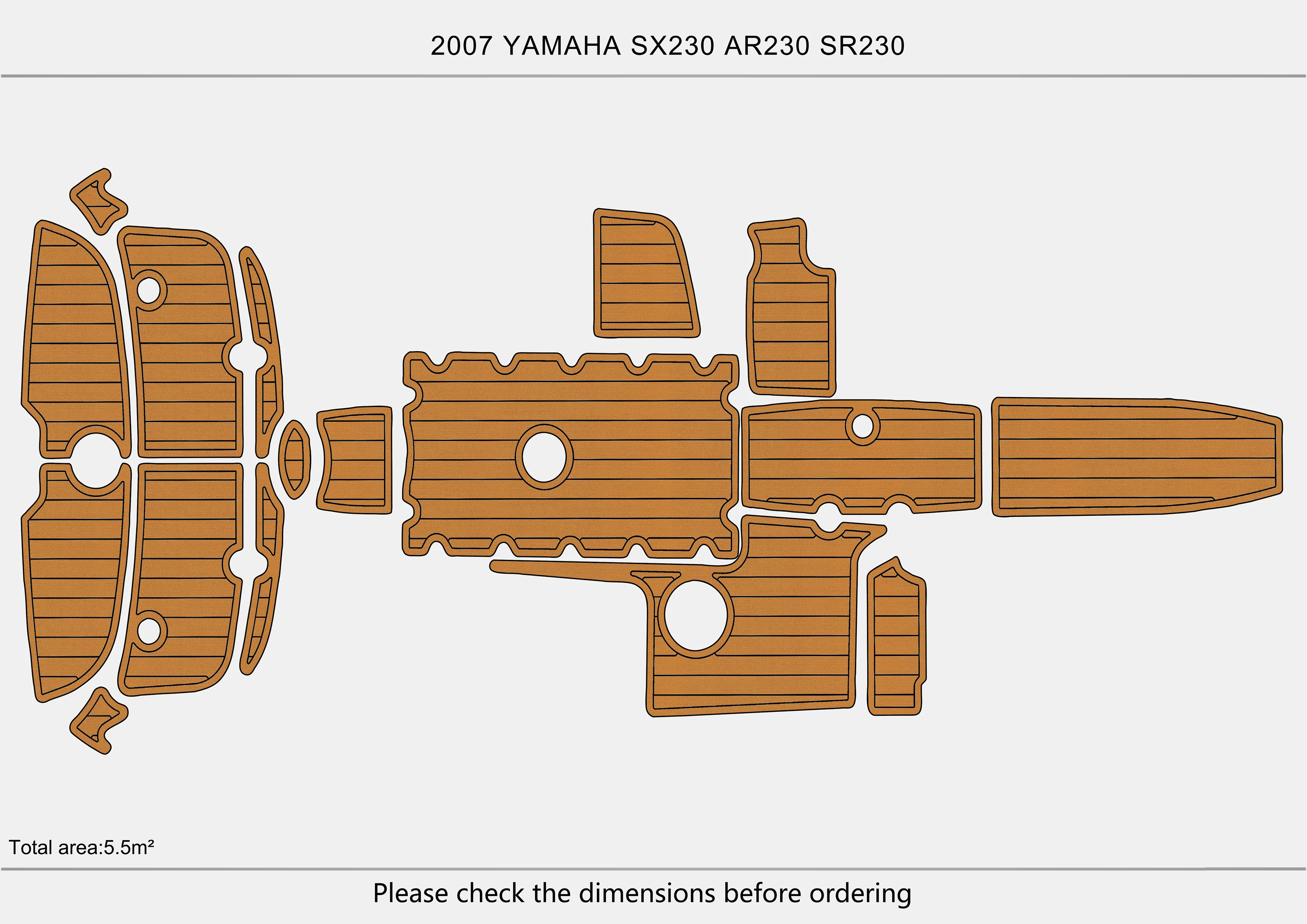 Eva foam Fuax teak seadek marine floor For 2007 YAMAHA SX230 AR230 Cockpit Swim platform 1/4