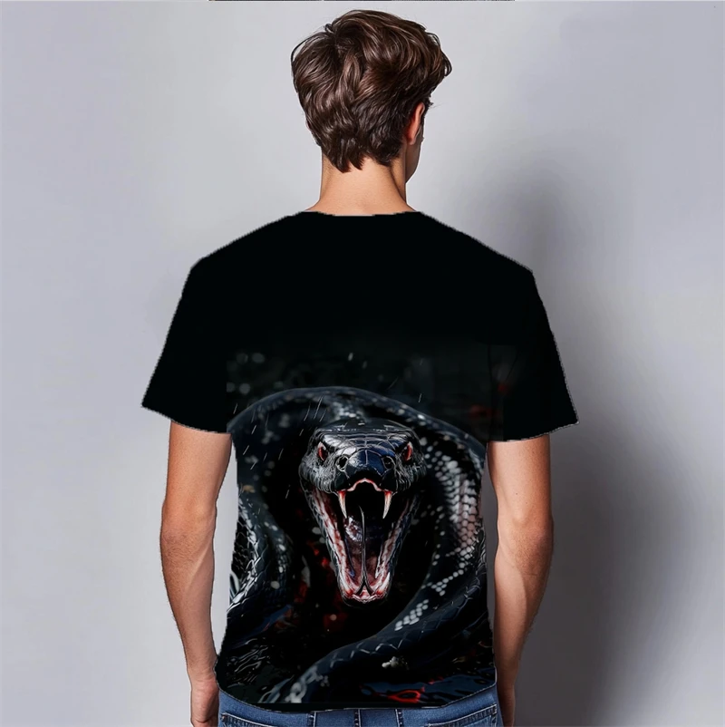 

Trendy Snake Graphic T Shirts For Men Summer Fashion Streetwear Hip Hop 3D Printed Crew Neck T-shirts Cool Loose Breathable Tees