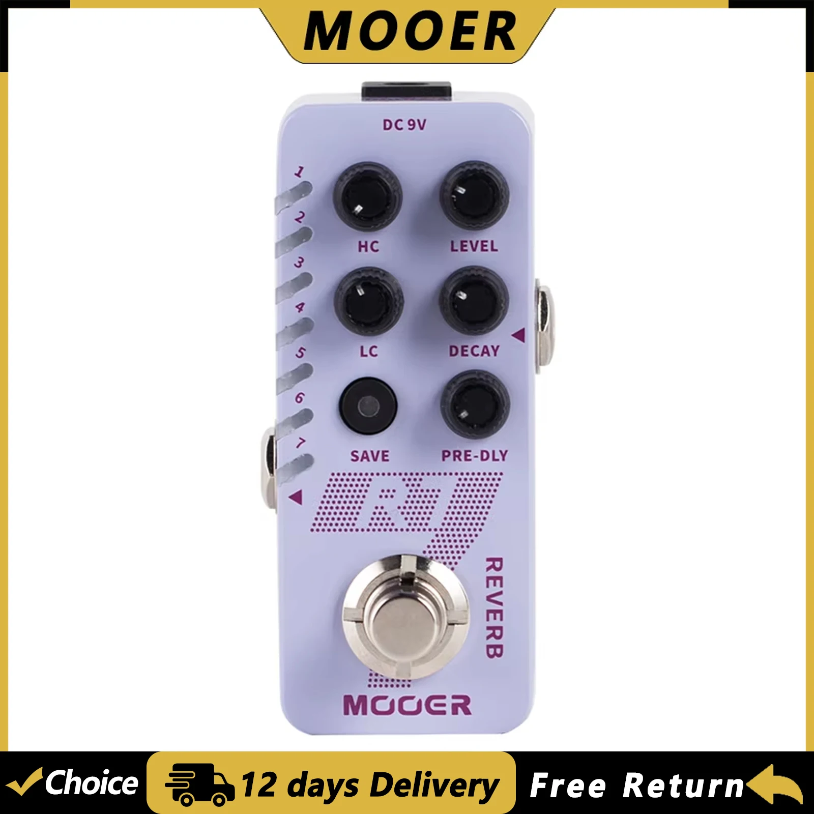

Гитарная педаль эффектов MOOER R7 Digital Reverb со встроенными эффектами Room, Hall, Cave, Plate, Spring Mod и 7 классическими тембрами. Аксессуары для гитары.