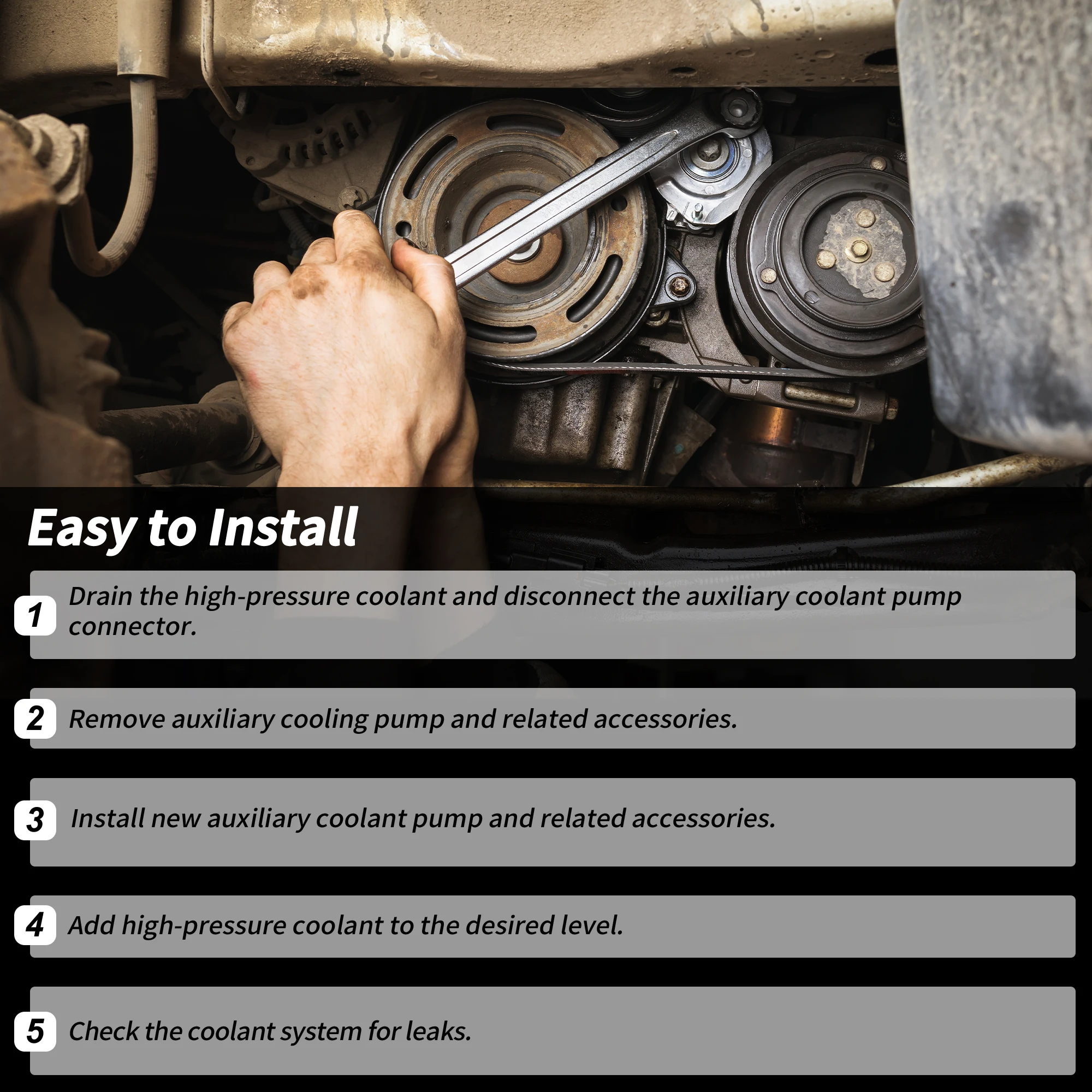 UXCELL Pompa acqua di raffreddamento ausiliaria per Mercedes-Benz Actros MP4/MP5 OM460.907-OM936.916 Pompa del liquido di raffreddamento ausiliaria per auto