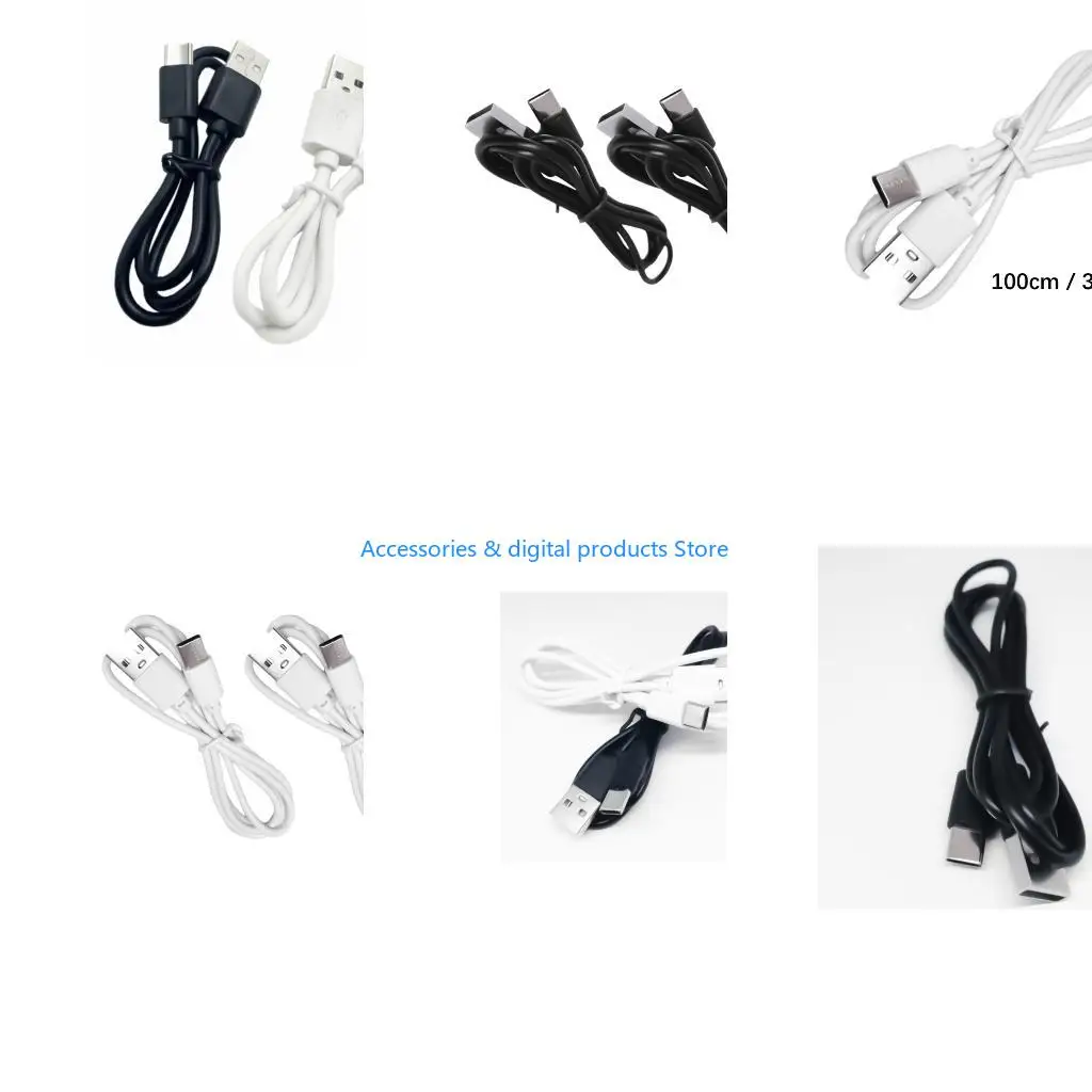 77JD 2Pcs Fast Speed Data Sync Wire 1A Charging USB to Type C Cable Power Cord Line for Smartphones and Tablets 100cm