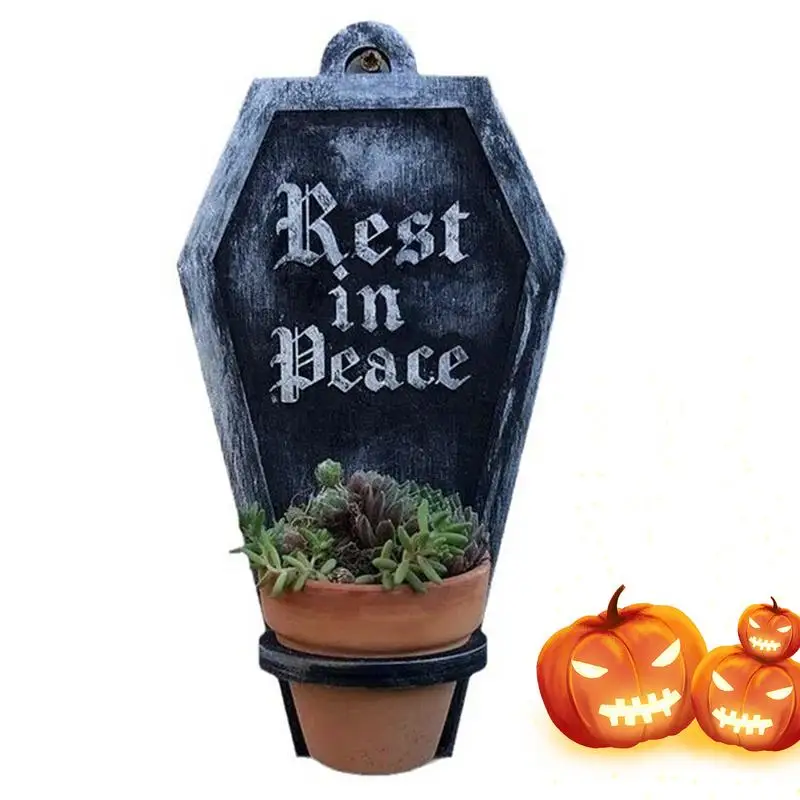 Plant Pot Coffin Shape Succulent Plant Decoration Stand Wall Mount Flower Pot With Drainage Holes Indoor Outdoor Garden Planter