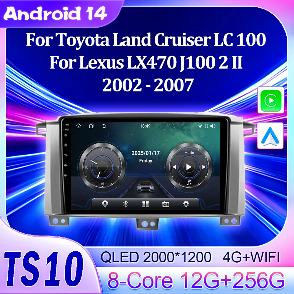

Android Auto For Toyota Land Cruiser LC 100 For Lexus LX470 J100 2 II 2002 - 2007 Car Radio Multimedia Player Autoradio GPS RDS