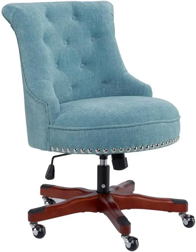

Sinclair Upholstered Office Chair Wood Base With Wheels In Aqua Blue