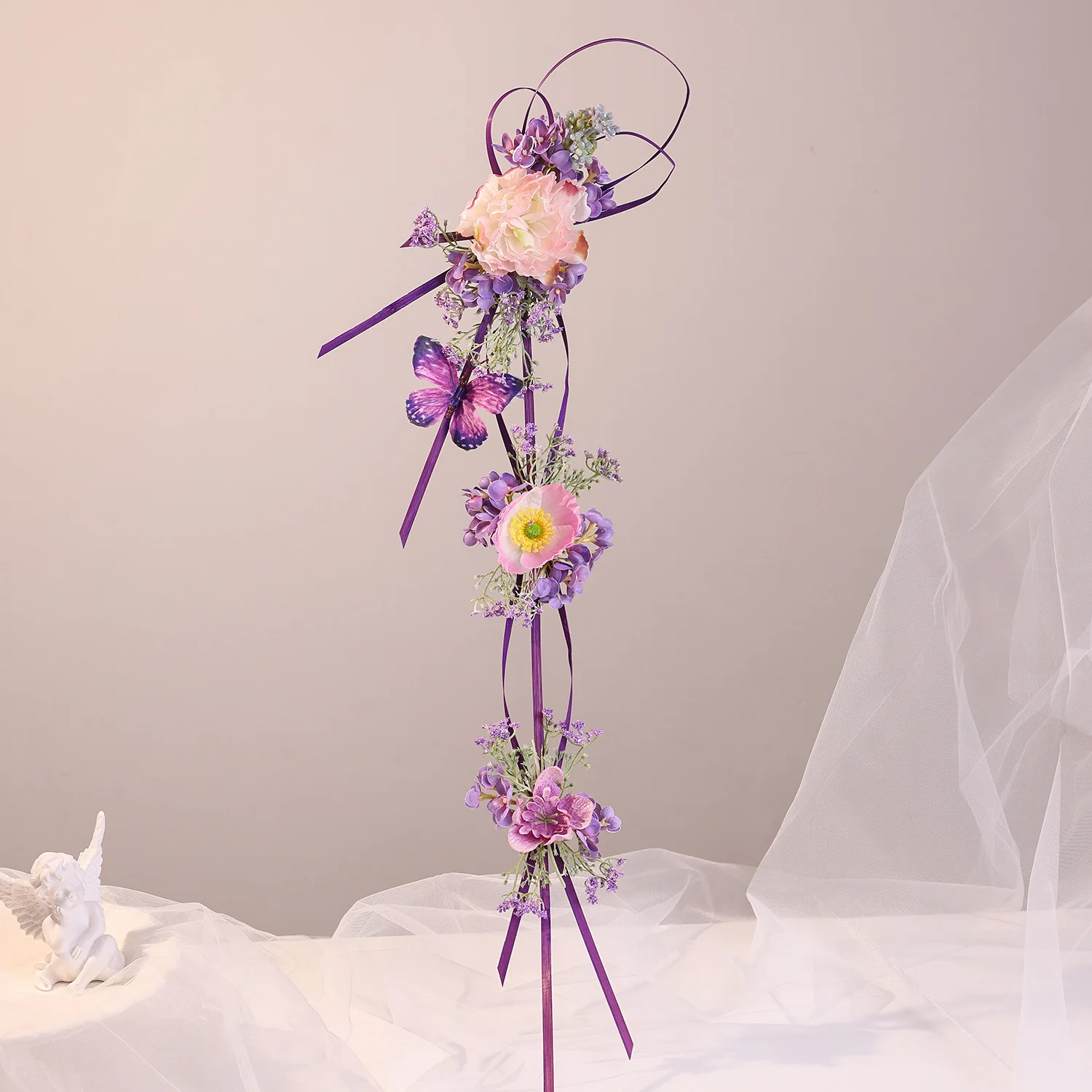 Mori Simulation Flower Bow Bamboo Weaving New Chinese Headdress Bride Weddings Hair Accessories Ancient Style