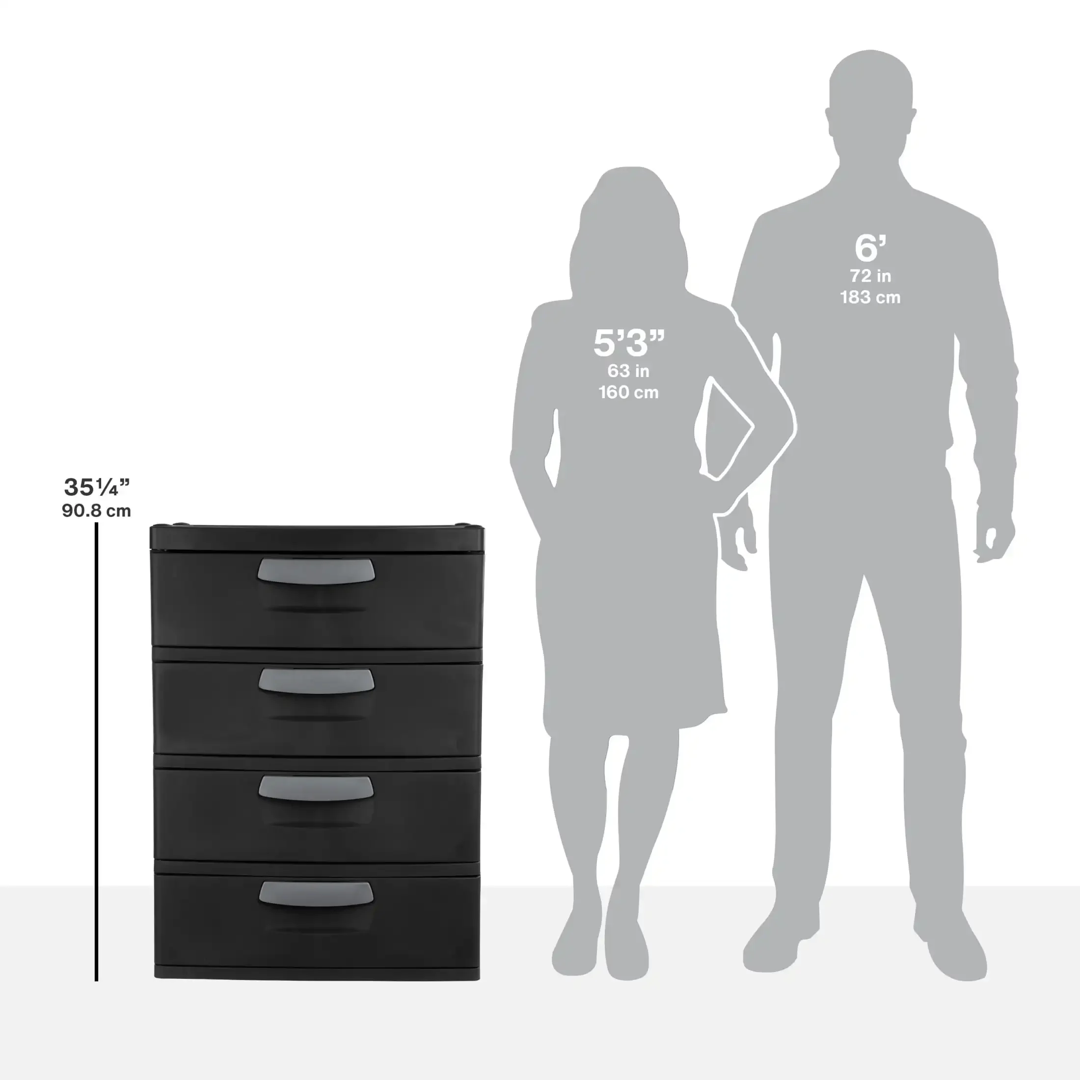 Unit 4 Laci, Konstruksi Plastik Tahan Lama, Rangka dan Laci, Dk Grey