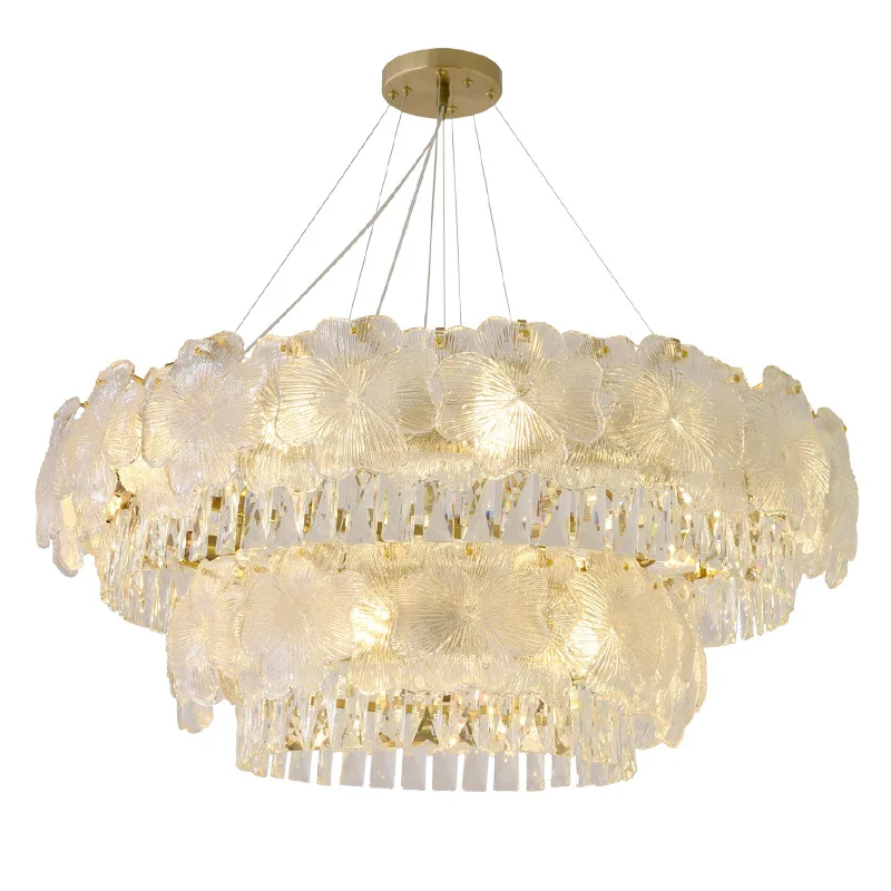 

Living room chandelier modern flower Nordic dining room lamp cream wind bedroom