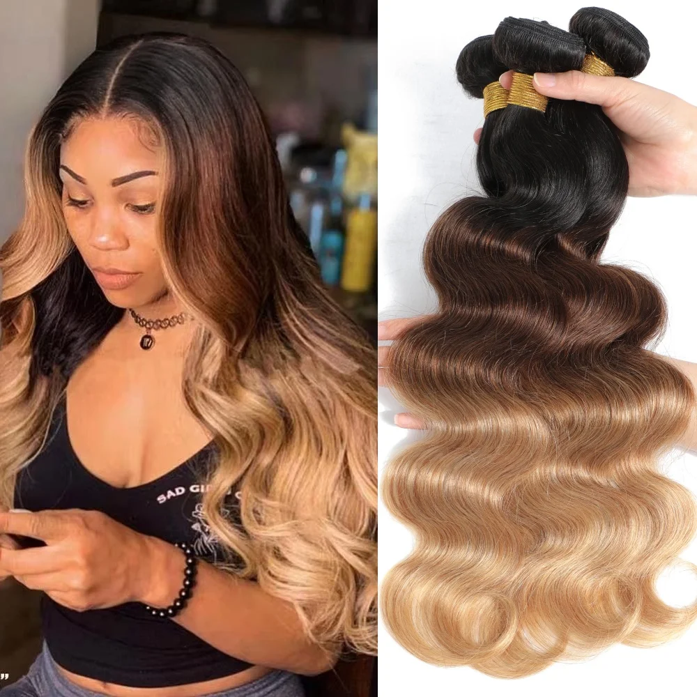 

12A Grade Ombre Bundles Human Hair Ombre Body Wave 1/3/4 Bundles Human Hair 100% Unprocessed Virgin Brazilian Human Hair Weave