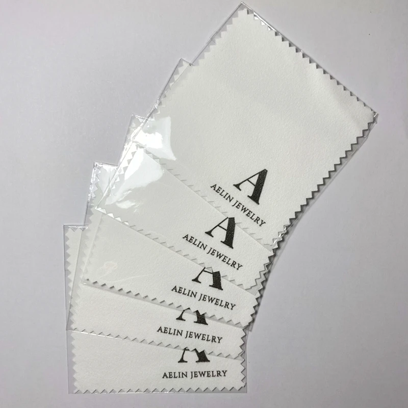 Wydrukuj własne LOGO 300 sztuk 8X8CM dostosowane spersonalizowane srebrne polskie torby opp tkaniny srebrne do czyszczenia biżut