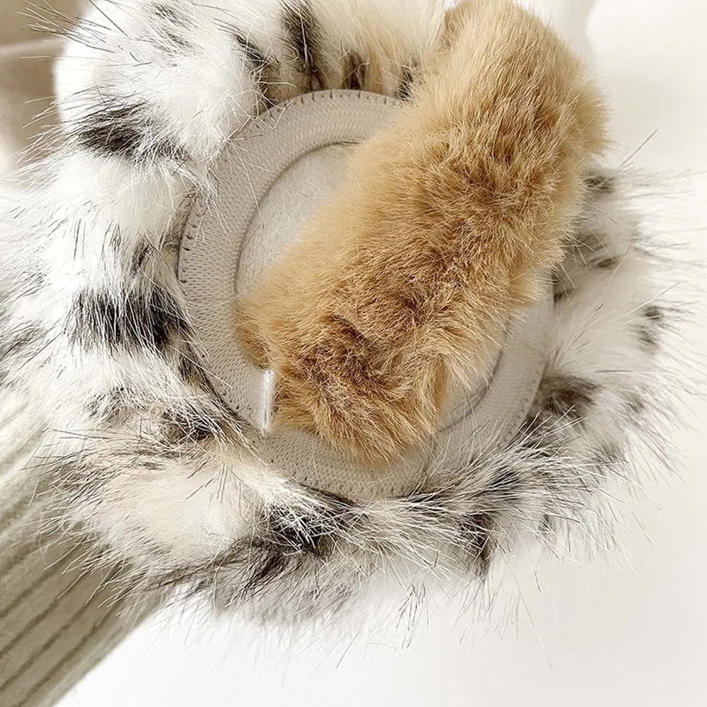Trendy Windproof Leopard Print Earmuffs Soft Korean Style Foldable Ear Cover Polyester Winter Thicken Earflap Winter Outdoor