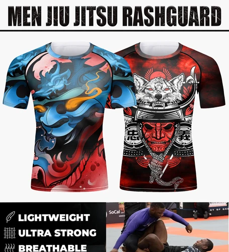 Imagen 2 del producto Cody Lundin hombres Kickboxing Jersey sublimación masculina UPF50 + sudadera de entrenamiento de surf compresión BJJ Jiu Jitsu protector contra sarpullidos