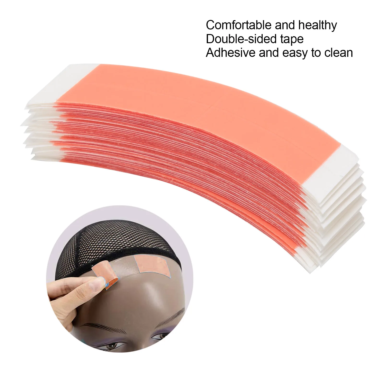 36pcs/bag Duo-Tac Strong Thin Red Hair System Tape Double Side Adhesive Tape For Lace Wig Toupee Easy Cleanup Tape