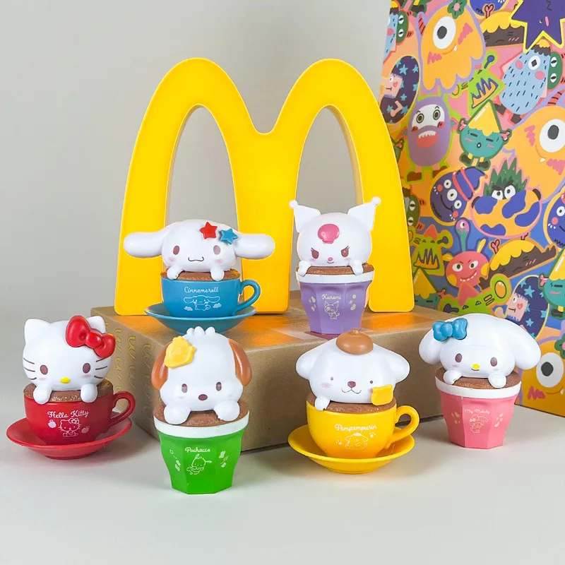 

Семья Sanrio Hellokitty Kuromi, фигурка, слепая коробка, 6 шт., чашка латте, креативная модельная кукла, коллекция моделей из ПВХ, украшения, подарок