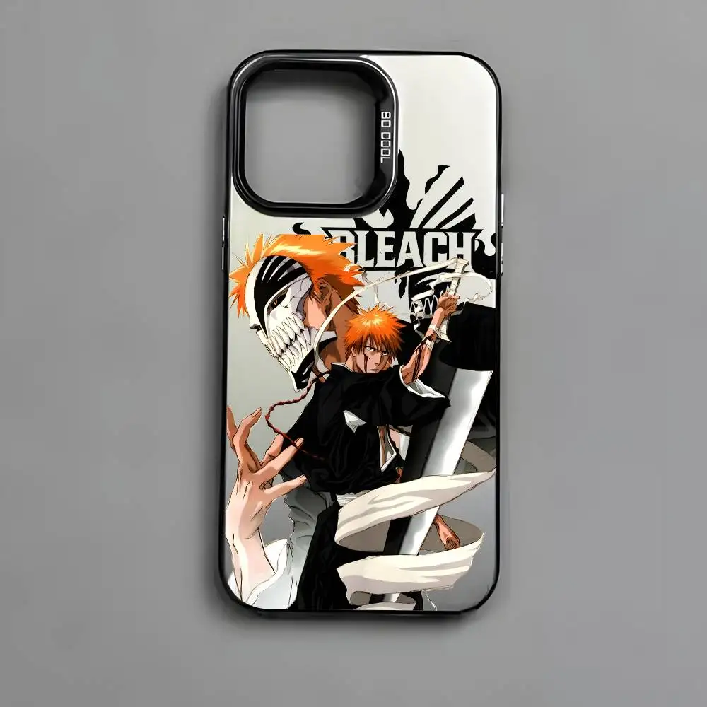 Etui na telefon iPhone 17 16 15 14 13 12 11 Pro Max z motywem japońskiego anime B-BLEACH, wielokolorowe, matowe, laserowe, metaliczne, efekt aurora, funda