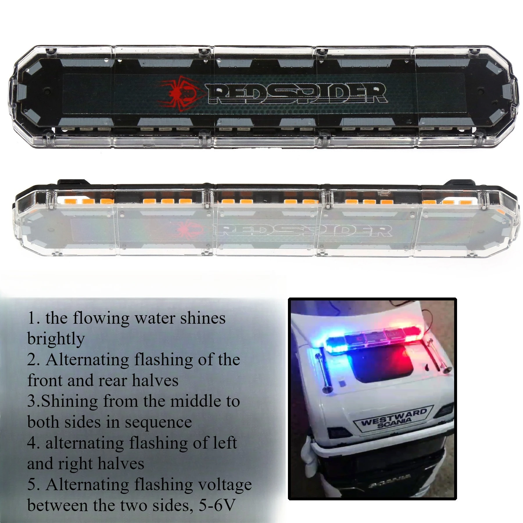 LED Fire Engineering Vehicle Red Blue Yellow Warning Light for TAMIYA 1/14 Tractor Trailer RC Car Metal Upgrade OP Parts