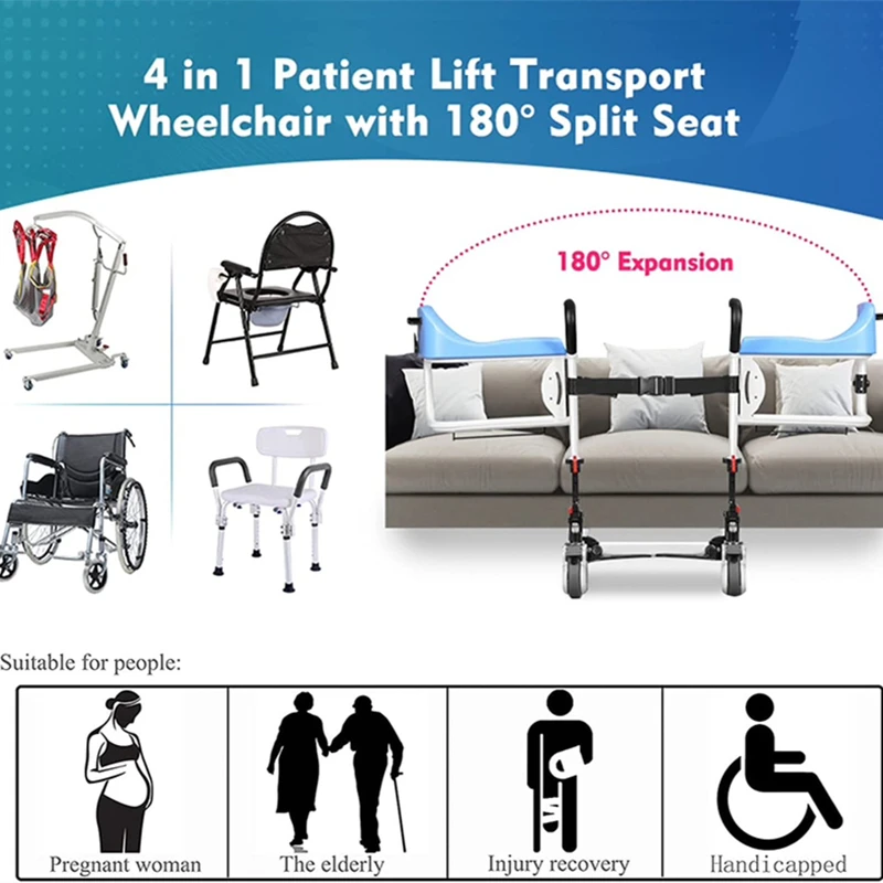 Elderly Patient Manual Transfer Lift Machine Bed Wheelchair Shift Lifting Chair Home Hospital Disabled Paralyzed Transport Lift