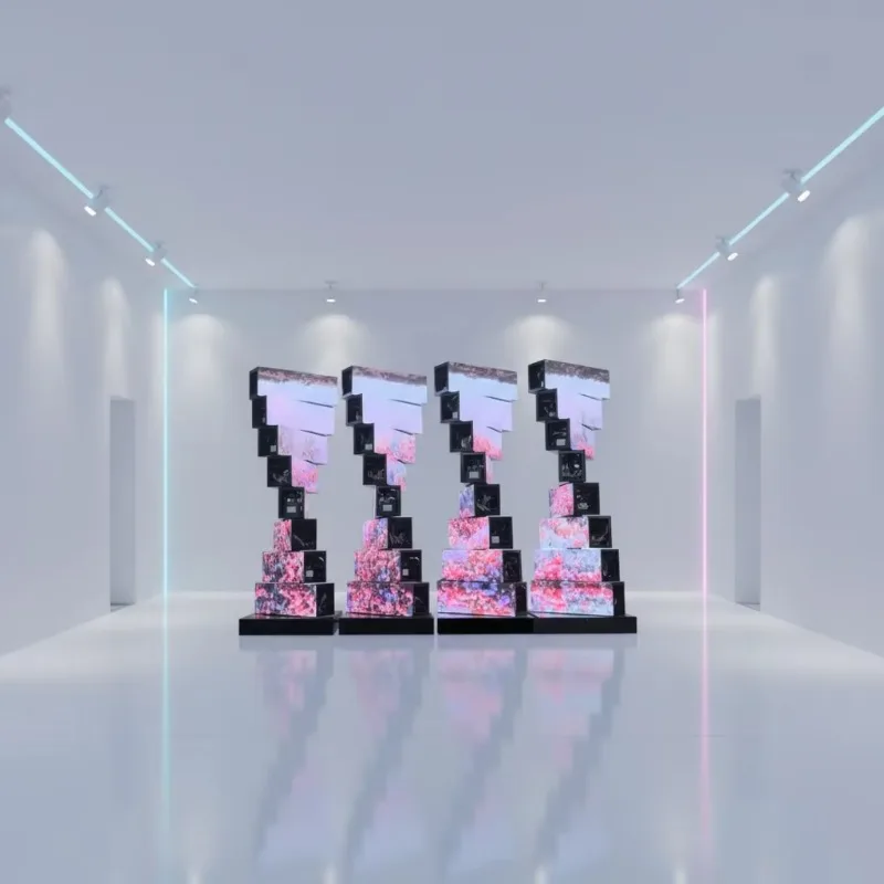 3-Column 6-Layer Rotating Holographic DNA LED Display, Multi-Column Mechanical Advertising Screen Aliexpress Hot