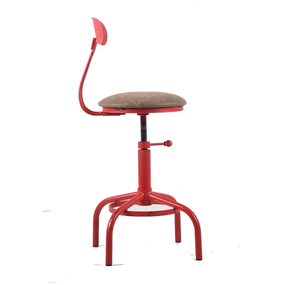 Home Kitchen Stool, Industrial Counter Stool, Height Adjustable Swivel Bar Stools Indoor House Design With Iron Backrest