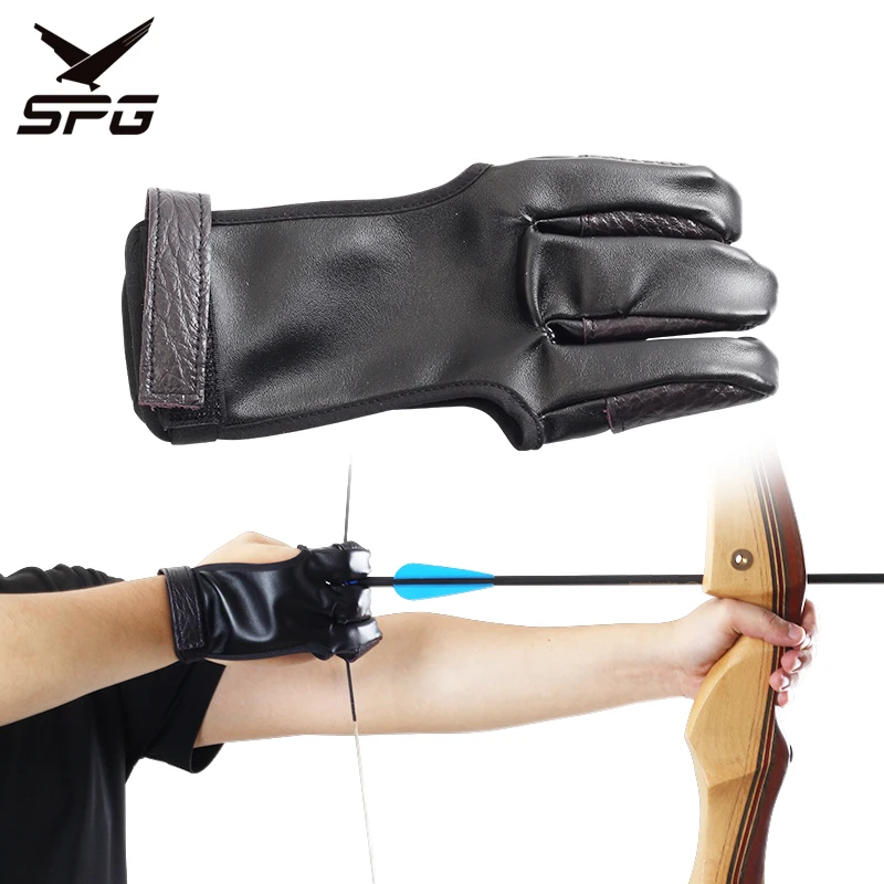 3 Finger Guard Soft Comfortable Traditional Recurve Bow and Arrow Leather Hand Protector Gear Hunting Archery Tab Accessories