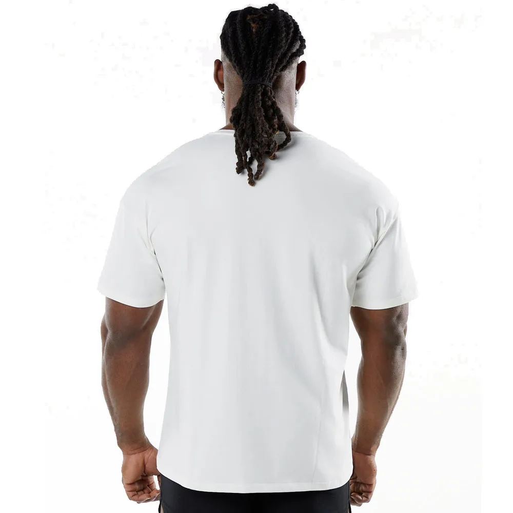 Summer Large Size Elasticity Sport Fitness Short Sleeve Men's Cotton Round Neck Solid Casual Exercise Black T-Shirt