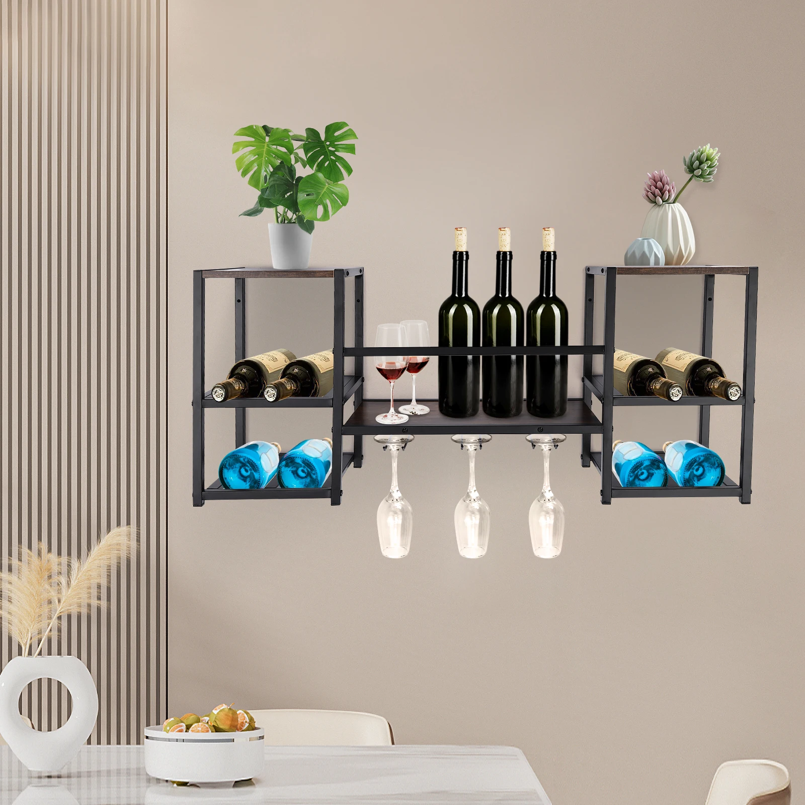 

Modern Wood Grain Wine Organizer With Smooth Burr-Free Surface, Pre-Drilled Holes For Easy Installation, Effortless To Clean