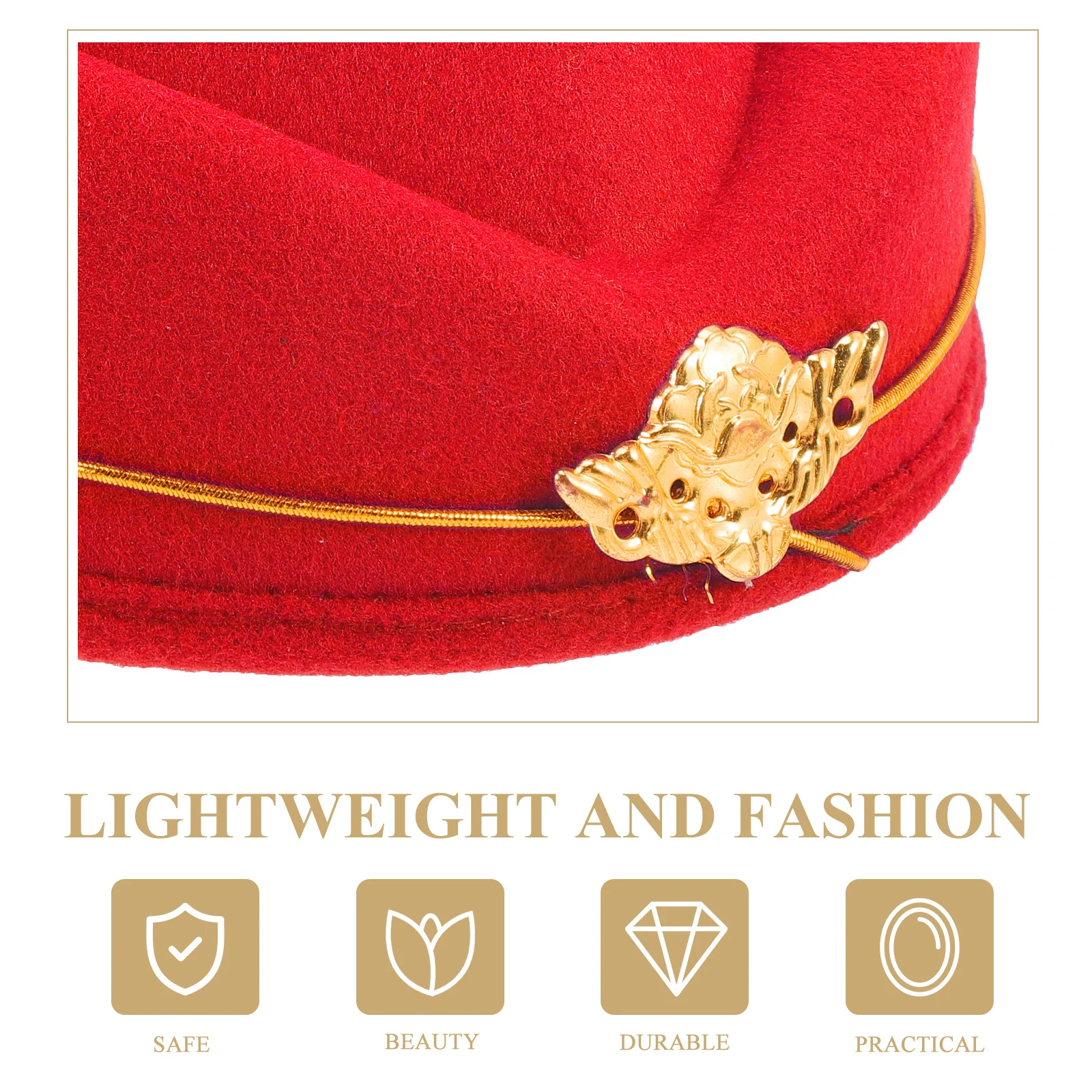 

Flight Attendant Hat Woolen Stewardess Cap Beret for Party Uniform Airline Attend Cosplay Accessories Red
