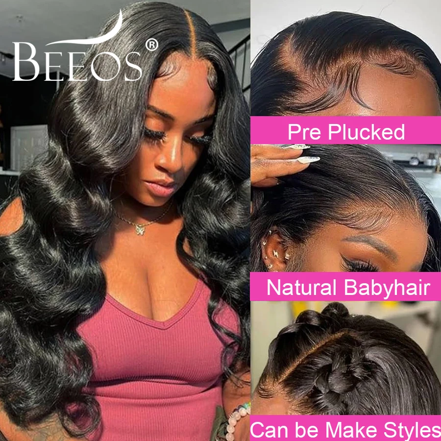 # 1 Wig Rambut Manusia Jet Black Body Wave 13X6 HD Lace Full Frontal Wig Ultra Fitted Rambut Manusia 100% Quick Weave Wig Wig Berwarna