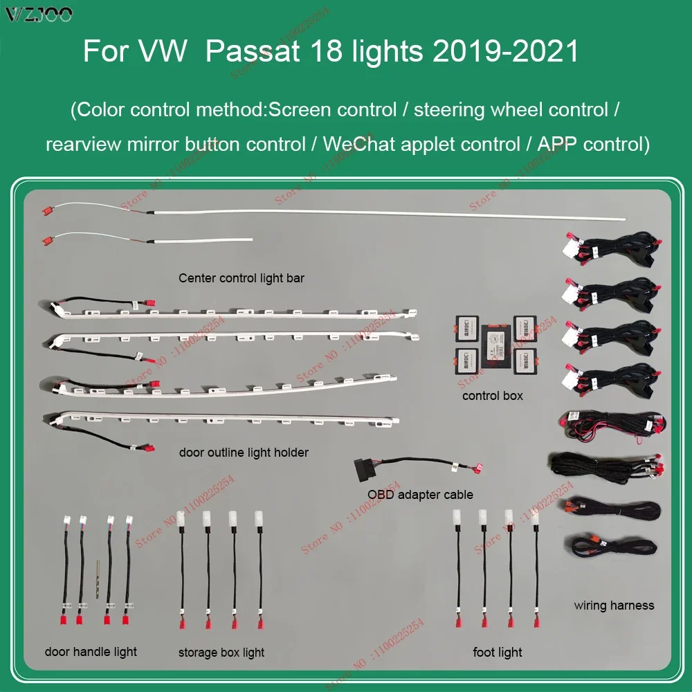 Ambient light for vw Magotan upgrade Door LED source Mul-ti color breathing mode Atmosphere light For VW-Passat B8 2017-2021