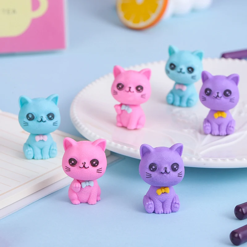Creative Cartoon Three-Dimensional Cat Rubber Eraser Lovely Writing Drawing Pencil Erasers Novelty Stationery School Supplies