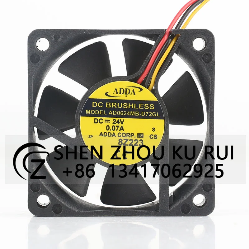 Chassis fan ADDA AD0624MB-D72GL DC24V 0.07A 6015 inverter Three-wire cabinet cooling fan  60*60*15MM