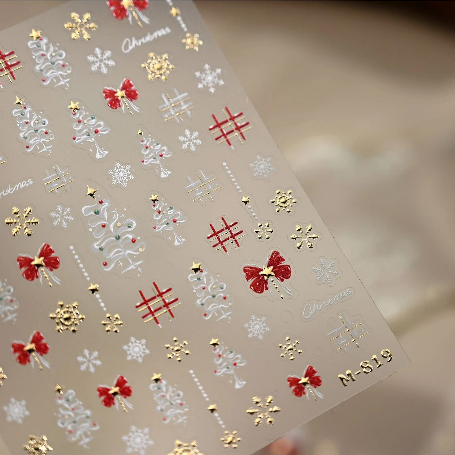 الذهب مختوم ندفة الثلج نجوم شجرة عيد الميلاد البيضاء الأحمر Bowknot لطيف ثلاثية الأبعاد مسمار الفن ملصقات Ins نمط عيد الميلاد جميل مانيكير الشارات #3