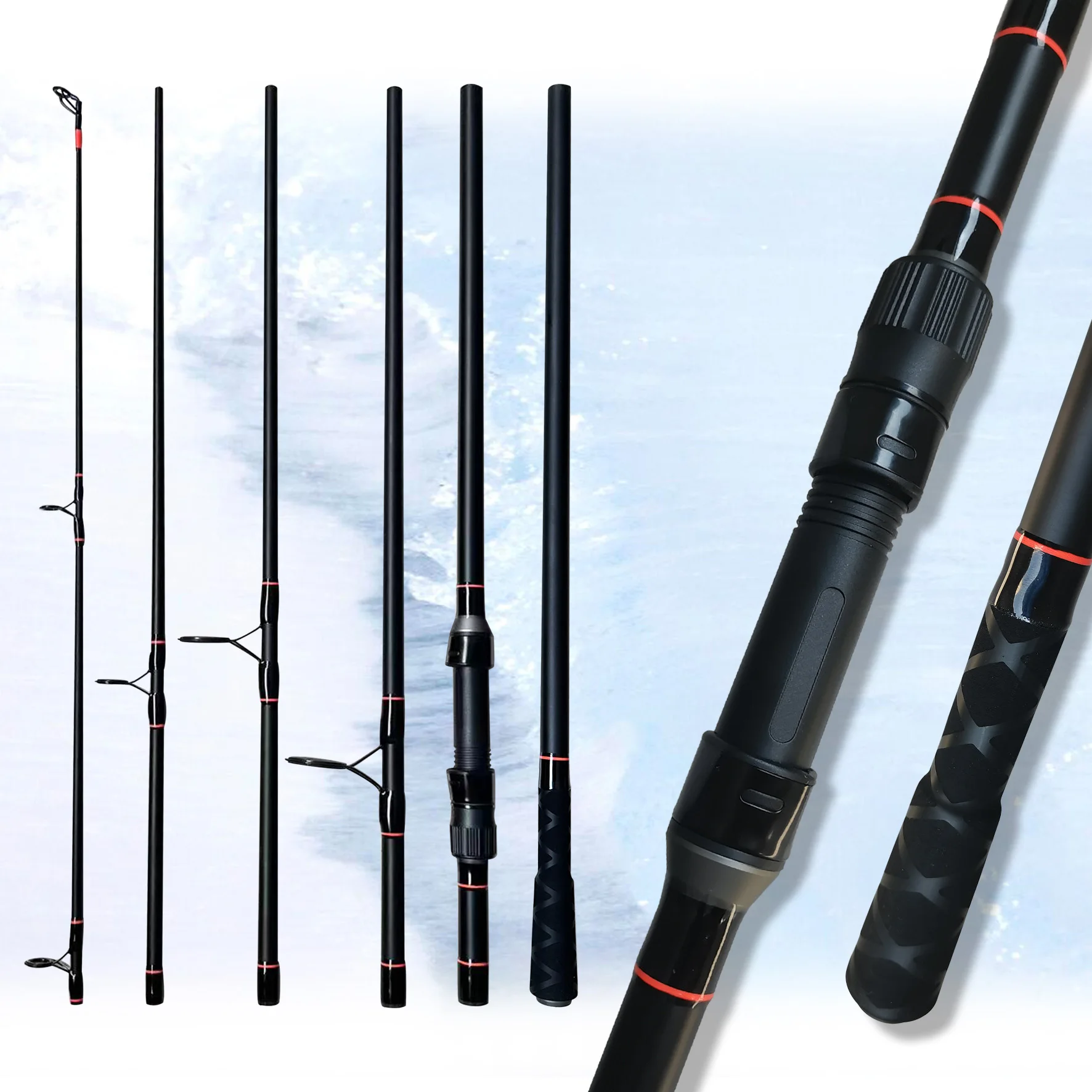 

Popular European Carp Fishing Rod, Long-Distance Casting Rod with Portable Design, 6-Section Design 3m and 7-Section Design 3.6m, Easy to Carry When Going Out, Made of Carbon Fiber Material, Strong and Durable, Lightweight, Large Magnetic Ring Design for 