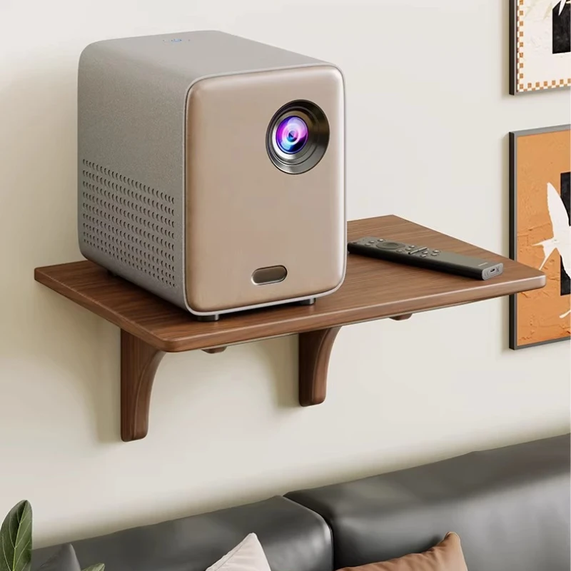 Solid Wood Projector Shelf Bedside Wall Mount Storage Shelf Adjustable Home Theater Support Tray Rustic Style Media Organizer