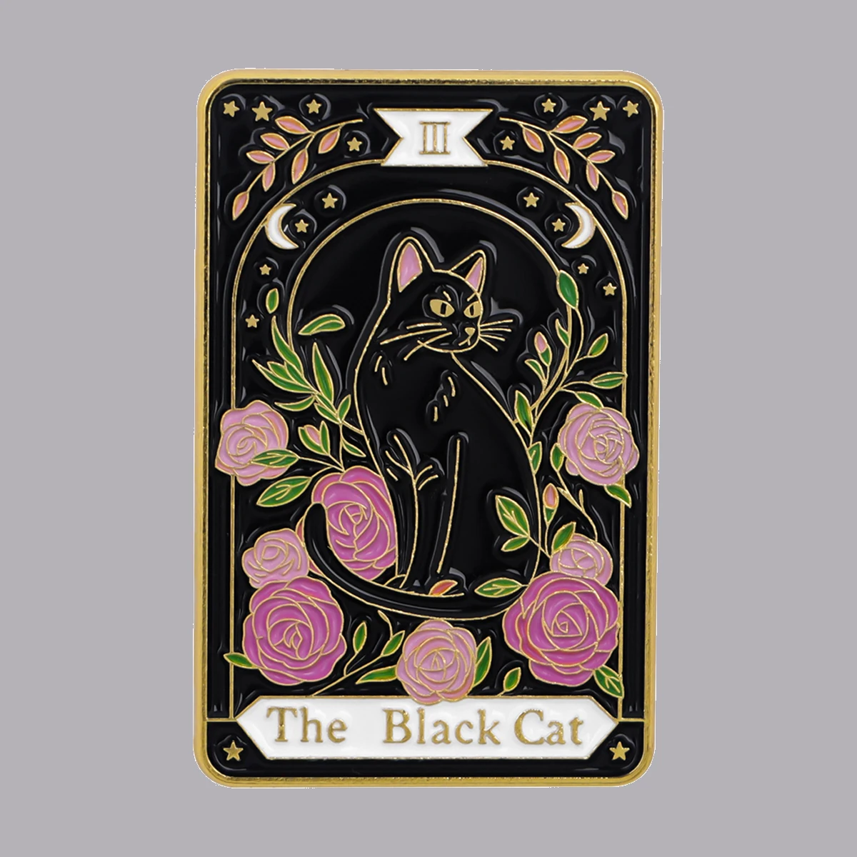 Black Cat Enamel Pin Vintage Flowers Brooch Pines Lapel Pins Badge on Backpack Clothing Accessories Animal Jewelry Friends Gifts