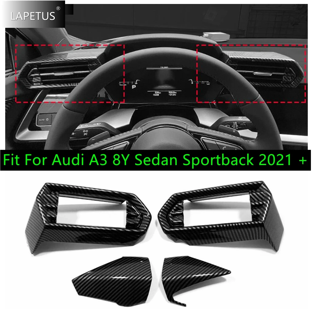 

Dashboard AC Air Conditioning Vent Outlet Cover Trim For Audi A3 8Y Sedan Sportback 2021 2022 Carbon Fiber Look Car Accessories