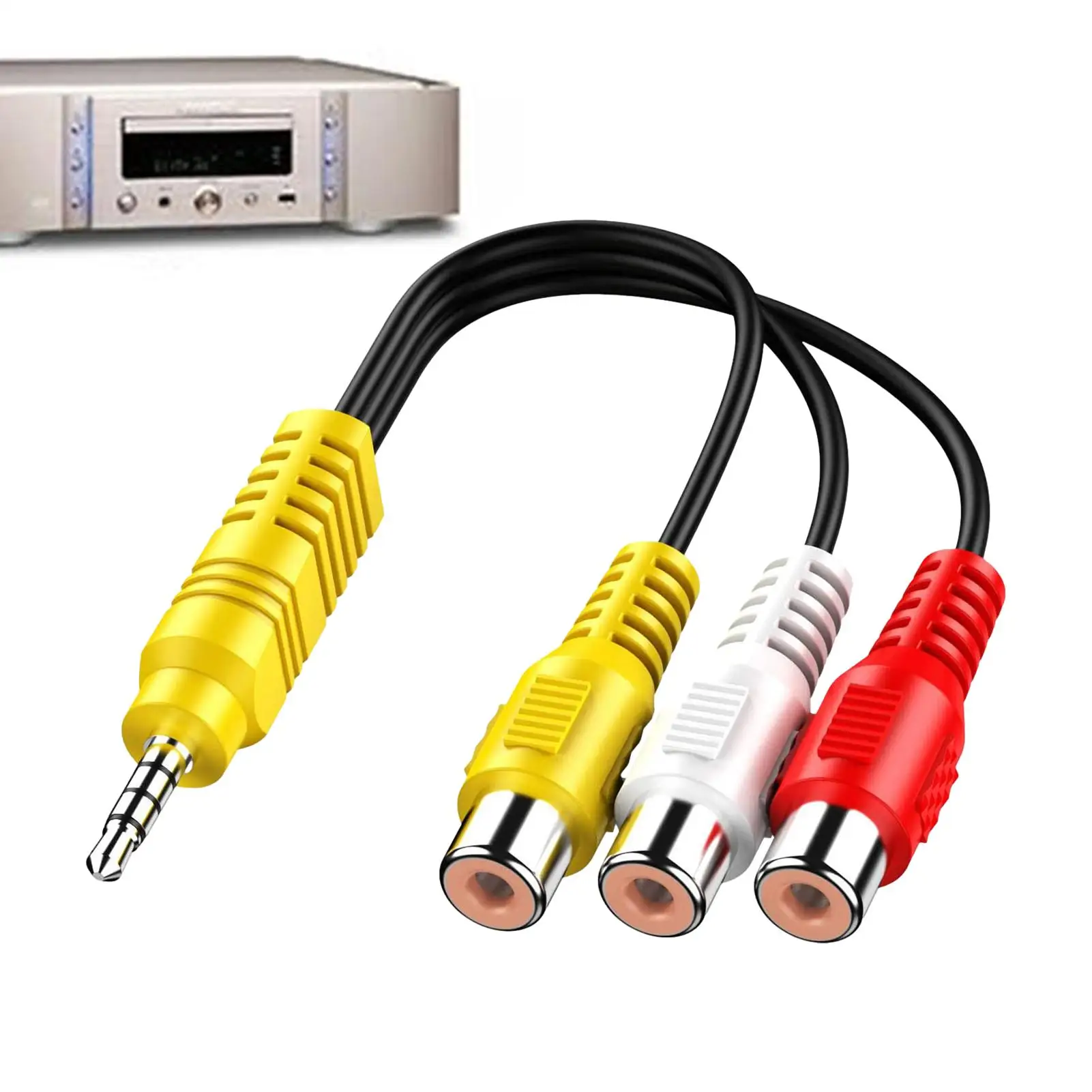 For TCL TV 3.5mm To RCA Red/White/Yellow Female Video Cable TV 3.5MM To 3 RCA Cable Video Component AV Adapter Cable