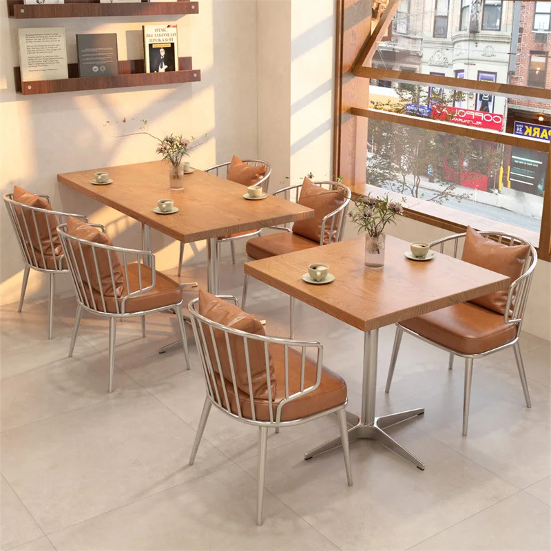 Second-hand solid wood style bar, solid wood table restaurant, casual round table snack bar