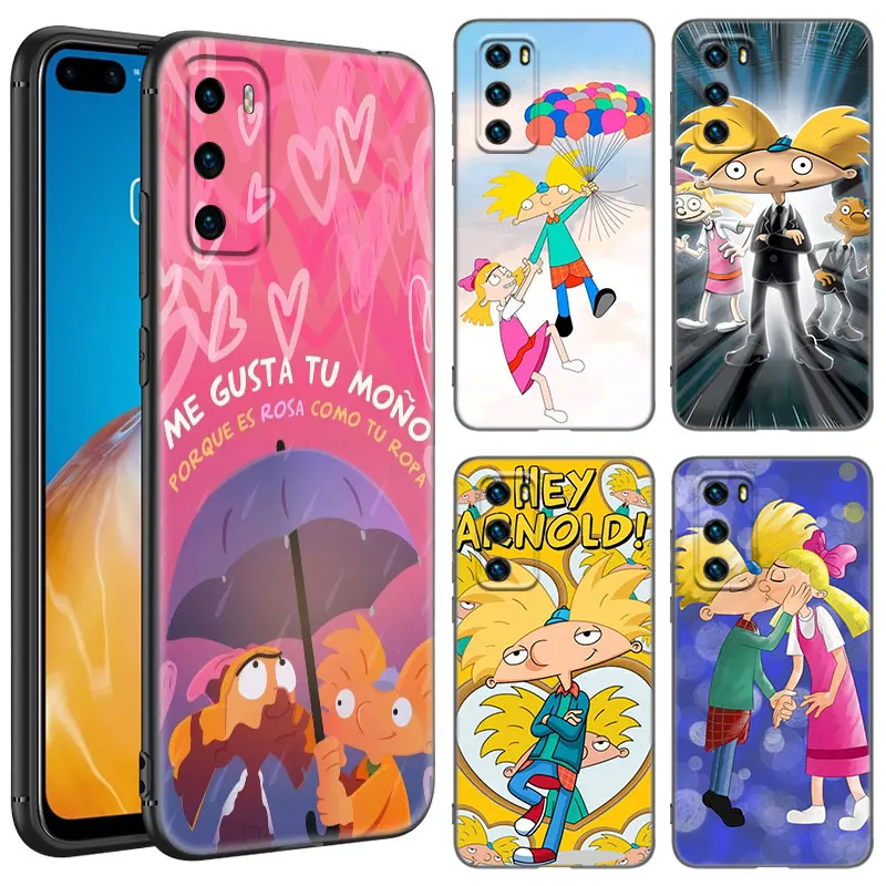 Coque de téléphone en silicone noir Hey Arnolds, pour Huawei P10 P20 P30 P40 Lite P50 P60 Art P50E P Smart Z 2018 2020 2021 Pro 2019