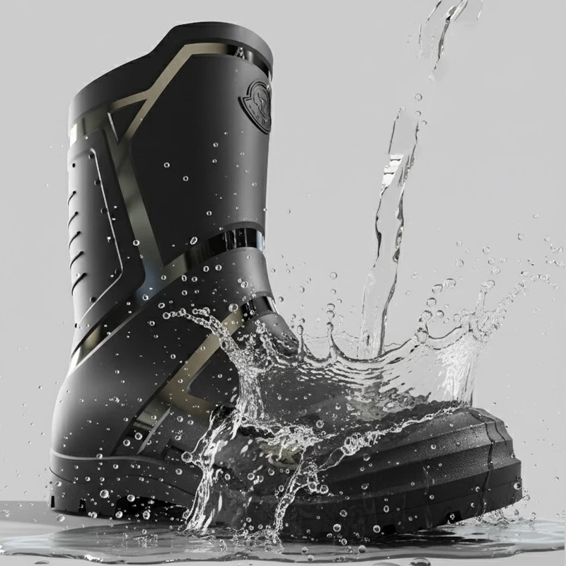 Men's Rain Boots Fashion High-Top Rain Boots for Outer Wear Long-Tube Waterproof and Non-Slip Couple Style Outdoor Fishing Boots