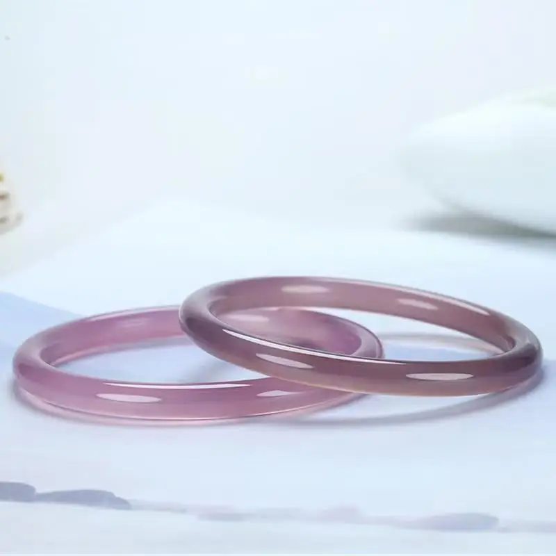 سوار العقيق العقيق النضرة ، جلجل إمبرالي أرجواني عالي الجليد ، سوار دائري صغير رقيق طبيعي جليدي