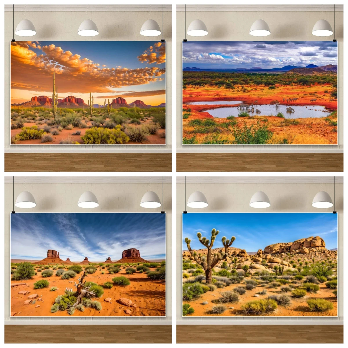 

Cactus Desert Sunset Scenery Background for Photography Saguaro Shrub Sandstone Mountain Natural Landscape Photocall Backdrop